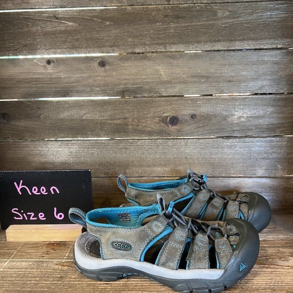 Womens Keen Newport H2 Gray Leather Outdoor Hiking Shoes Sandals Size‎ 6 M GUC